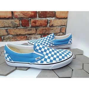 Vans Slip On Men's Size 10.5 Checkerboard Light Unc Blue White Casual Classic